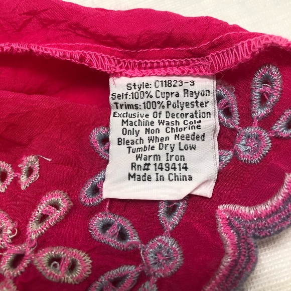 Johnny Was | Butterfly & Floral Embroidered Pink Short Sleeve Bellona Blouse - Picture 11 of 11